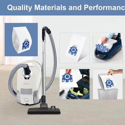 Miele 3D AirClean Vacuum Bags - 24 Pack with Motor Protection & Cleaning Brush | Compatible with Classic C1, C2, C3 Series