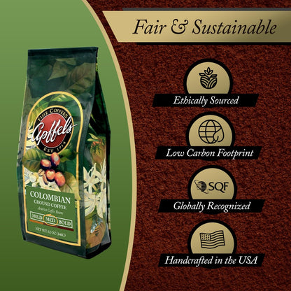 Apffels Colombian - Ground - Medium Roast - 100% Arabica Coffee - Non-GMO - 12 oz bag