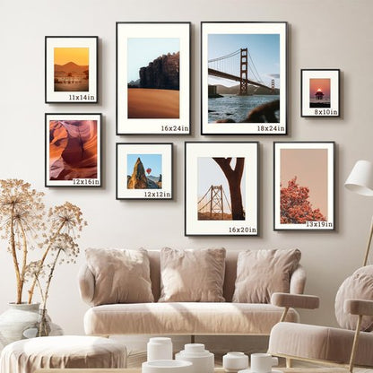 Frametory, 18x24 Metal Picture Frame with Mat for 16x20 Picture & Real Glass, Aluminum Photo Frame Collection (Black, 1 Pack)