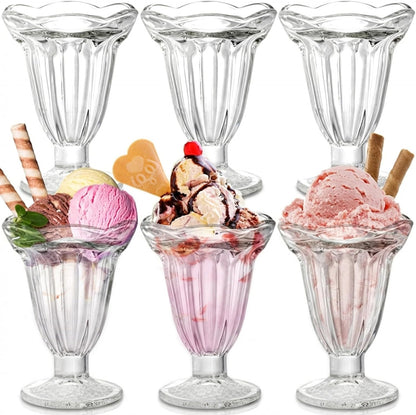 ZENFUN Glass Tulip Sundae Cups - 6 Pack Clear Dessert Bowls for Ice Cream, Milkshakes & More | 7 Fl Oz