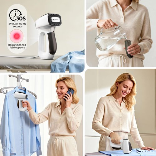 BOCT 3500Pa Vacuum Steamer for Clothes - 2 in 1 Portable Suction Handheld Vacuum Iron,30s Rapid Preheating,Auto-off,Light Steamer for Travel/Home