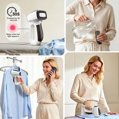 BOCT 3500Pa Vacuum Steamer for Clothes - 2 in 1 Portable Suction Handheld Vacuum Iron,30s Rapid Preheating,Auto-off,Light Steamer for Travel/Home