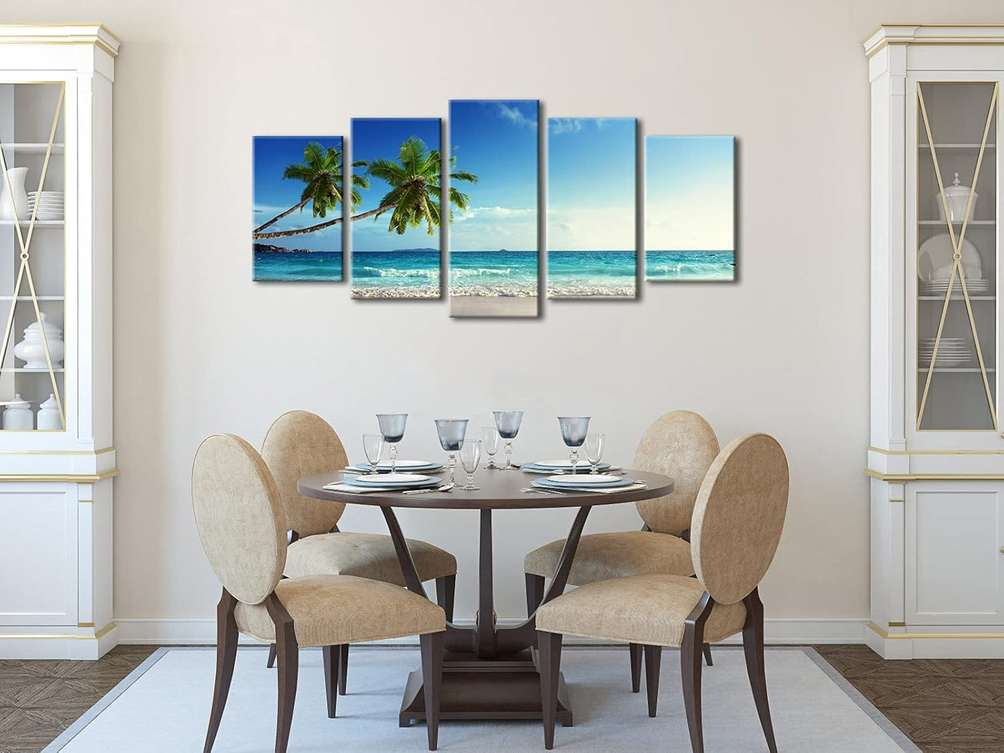 Wieco Art 5 Panels Ocean Canvas Wall Art - Blue Sea Seascape Decor for Living Room & Home