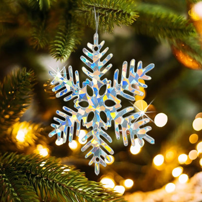 Skiennix Christmas Ornaments - 36 Pack Iridescent Snowflake Decorations for Holiday Parties