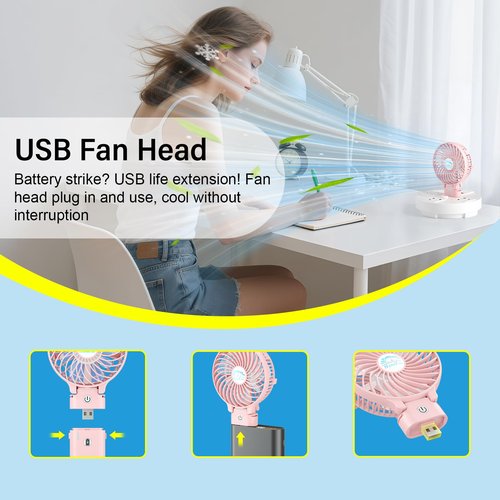 HandFan 10400mAh Personal Handheld Fan, 40Hrs Long-Lasted Hand Fan Rechargeable, Mini Cooling Fans Foldable, Heavy Duty Battery Fans Portable for Travel Beach Concerts Cruise Makeup(Pink)