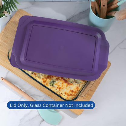 Pyrex Replacement Lid - Fits 9x13 Glass Casserole Baking Dish with Tab Handles | 3-Quart Model 233-PC (Purple)