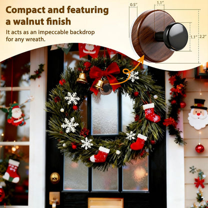 Walnut Wreath Hanger - Heavy Duty Suction Cup Hook for Front Door | 2-Pack for All Seasons