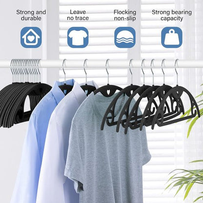 IEOKE Velvet Hangers - 50 Pack Heavy Duty Non-Slip Slim Coat Hangers for Closet - Black