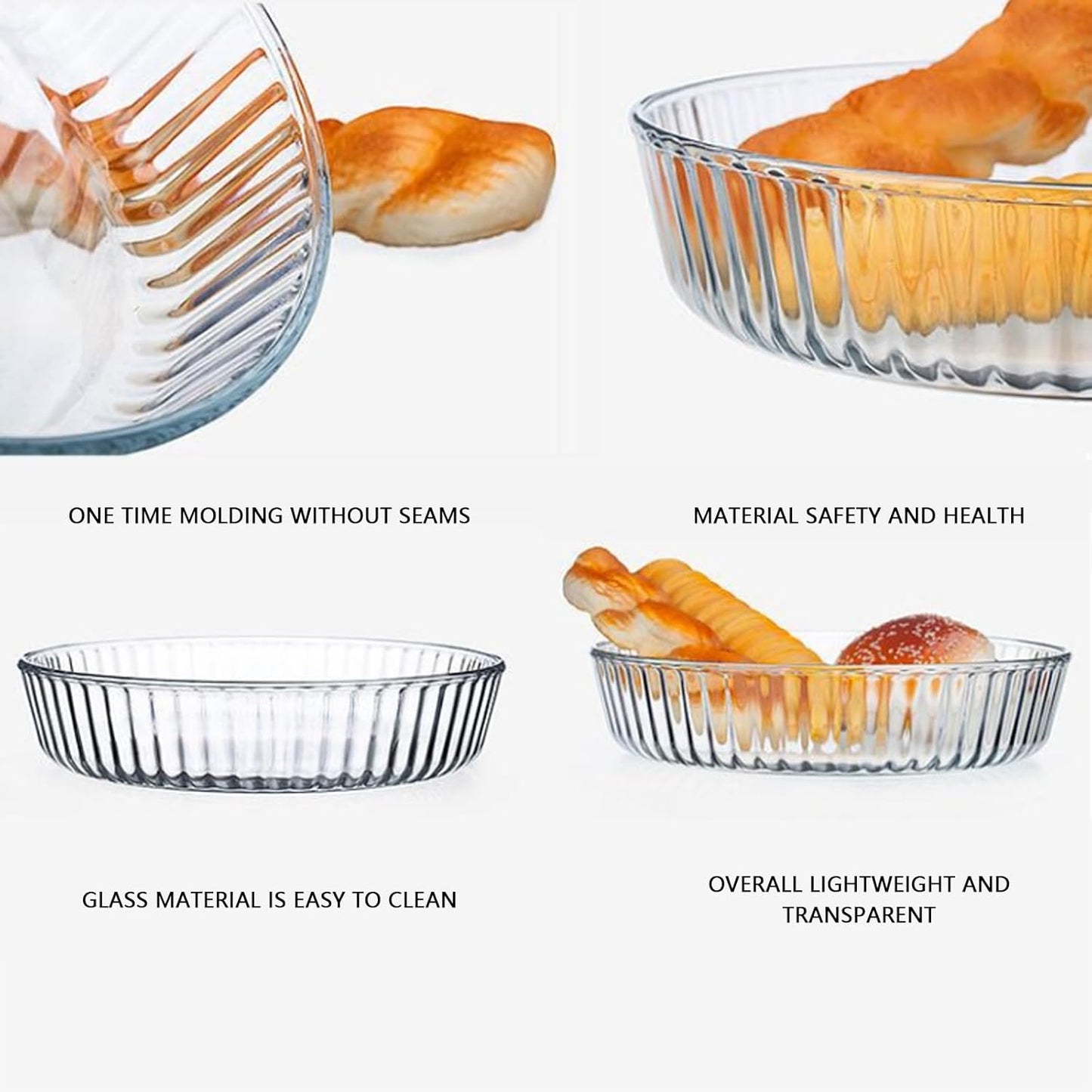 Skiennix 10-Inch Glass Deep Pie Dish - Durable Clear Baking Dish for Perfect Pies & Quiches