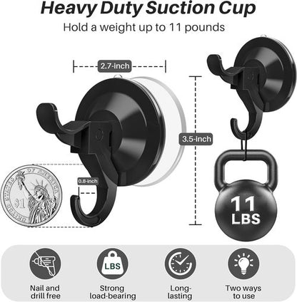 Heavy Duty Suction Cup Hooks by [Brand Name] - 5 Pack Removable Wreath Holders for Doors & Windows | Holds Up to 11 Lbs