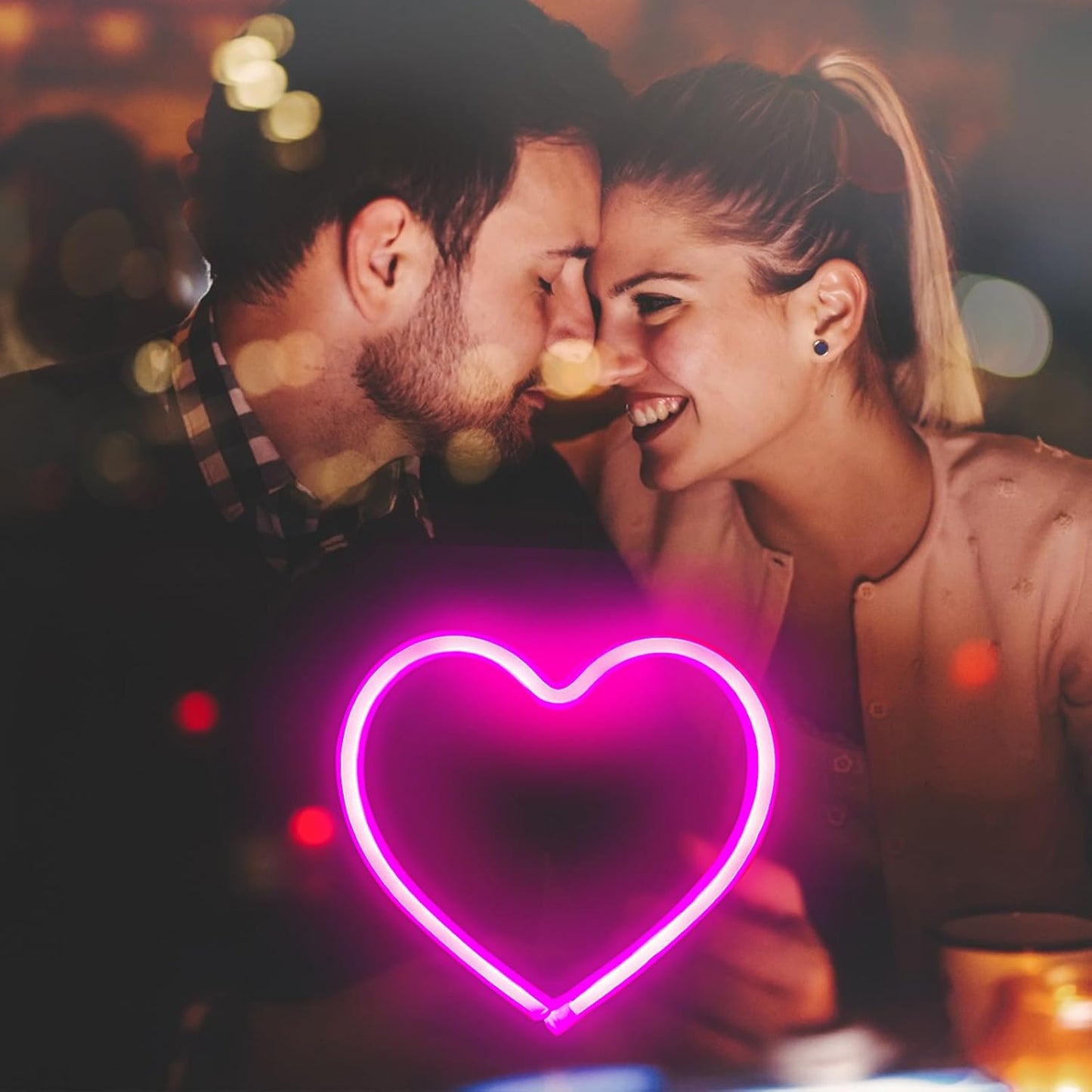 Skiennix Pink Heart Neon Sign - USB & Battery Operated LED Lights for Valentine's Day Decor | Perfect Gift for Wife & Girls’ Room