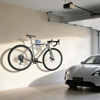 **Skiennix Bike Wall Mount - Heavy Duty Horizontal Indoor Rack for Space-Saving Garage Storage | Fits Road, Mountain & Hybrid Bikes**