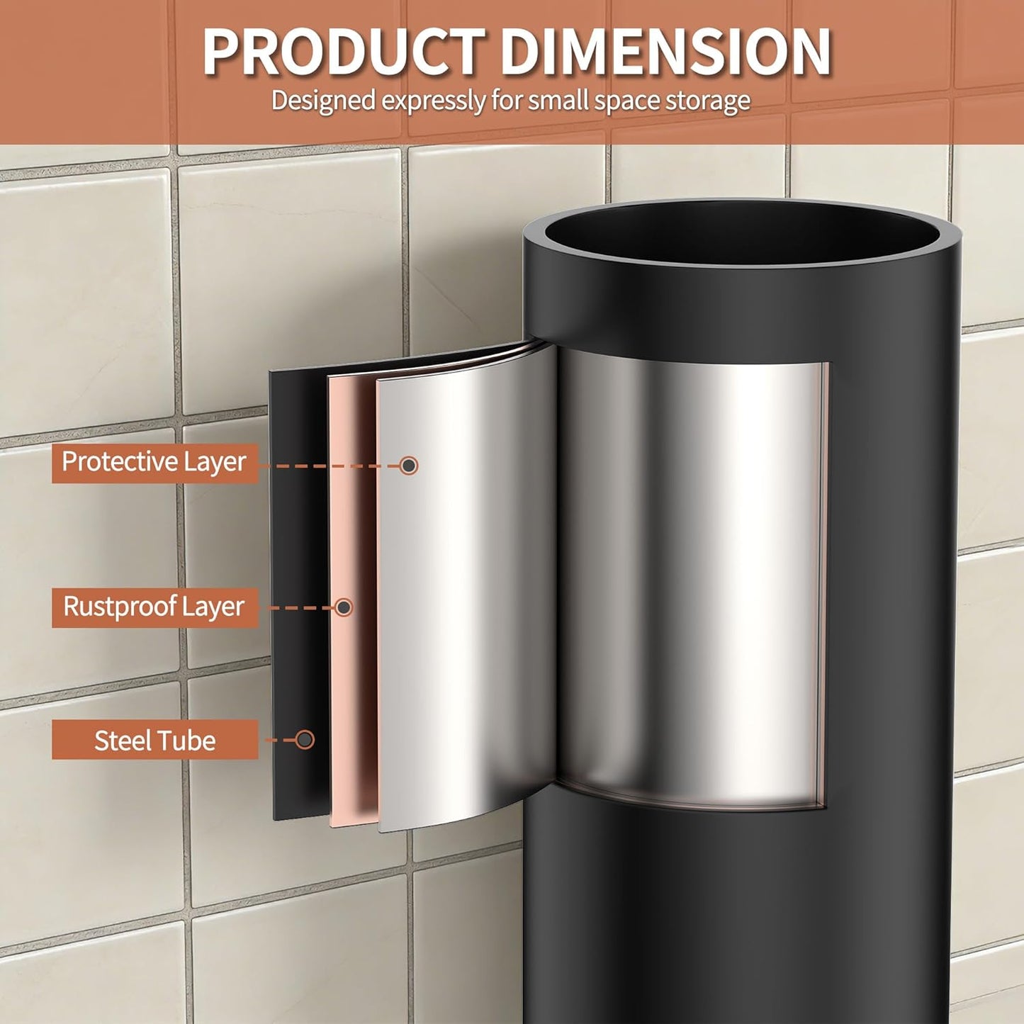 Skiennix 3-Tier Over The Toilet Storage - Freestanding Metal Bathroom Shelves | Space Saver in Black