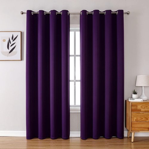 ChrisDowa Blackout Curtains - Thermal Insulated Room Darkening Panels Set (Royal Purple, 52W x 72L)