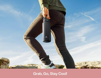 POWCAN 32 oz Insulated Water Bottle - 2-in-1 Straw & Spout Lid, Leak-Proof, BPA-Free, Ideal for Sports & Travel (Bow Crush)