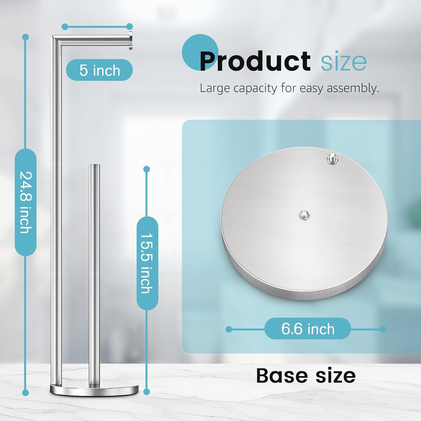 Skiennix Toilet Paper Holder Stand - Rustproof Brushed Nickel Design | Holds 4 Rolls with Storage