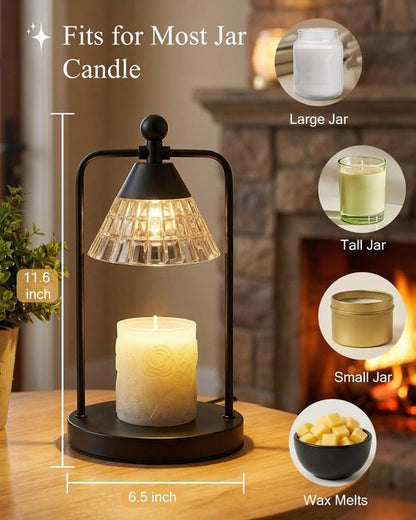 Candle Warmer Lamp with Timer Dimmer, Electric Wax Melt Warmer Lamp for Jar Candles Lights, Candle Lamp Warmer with 2 Bulbs, Birthday Gifts for Women, House Warming Gifts New Home Decor, Black