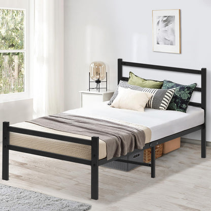 LUSIMO Twin Metal Platform Bed Frame with Headboard 14 Inch Bed Frame No Box Spring Needed Heavy Duty Mattress Foundation Easy Assembly Black