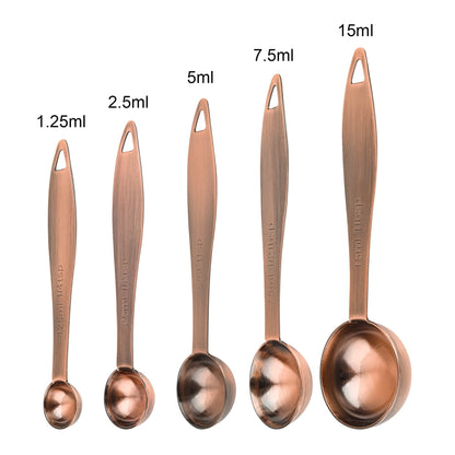 Smithcraft Measuring Cups and Spoons Set, 12 Pieces Stainless Steel Measuring Cup Set, Metal Copper Measuring Cups Spoons, Dry & Liquid Kitchen Measure Cup Spoon & Leveler & Measure Equivalents