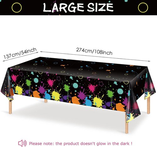 Glow Party | Neon Plastic Table Covers - 108 x 54 Inch Disposable Tablecloths for Black Light Events (6 Pack)