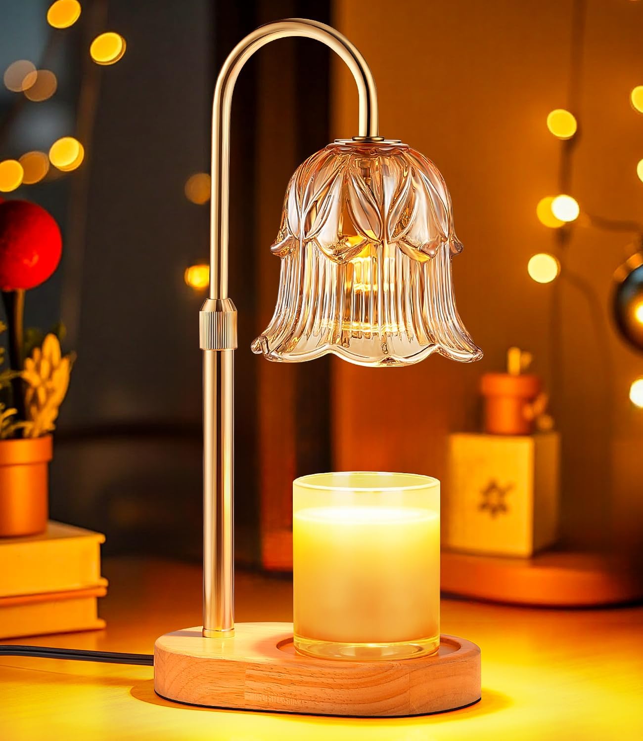 Skiennix Candle Warmer Lamp - Adjustable Timer & Height | Dimmable Vintage Base for Scented Wax Melts