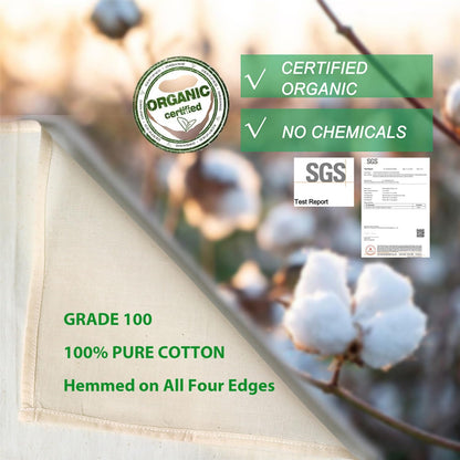 Organic Cheese Cloths - Grade 100 Extra Ultra Fine Mesh | 20x20 Inch, 6 Pack, 100% Unbleached Cotton for Straining & Cooking