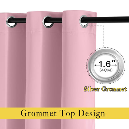 NICETOWN Room Darkening Curtain Panels - (52 inches W x 120 inches L, Crystal Pink, 2 Panels) Toddler Boy Bedroom Drapes with Grommet Top, Energy Smart Window Treatment Curtains