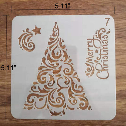 Skiennix Christmas Stencils - Reusable Plastic Craft Templates for Holiday DIY Decor | 5x5 Inch