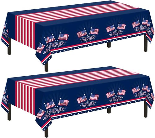 Childom Patriotic Tablecloth - Disposable American Flag Design | 54" x 108" for Fourth of July & Veterans Day Celebrations
