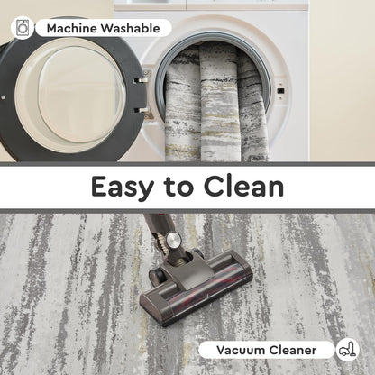 tchdio 5x7 Area Rugs for Living Room, Machine Washable Modern Abstract Non Slip Rug, Soft Indoor Carpet for Bedroom Office Dorm, Dark Grey