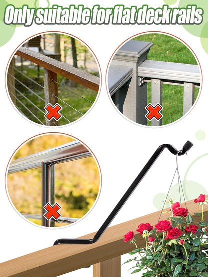 Biubee Deck Bird Feeder Hanger - 4 Pack Extended Angled Metal Plant Hangers for 2" x 4" & 2" x 6" Rails