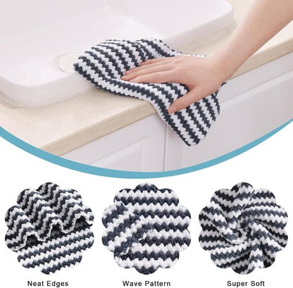 Homaxy Kitchen Towels - 100% Cotton Terry & Wavy Coral Velvet | Soft, Super Absorbent, 4 & 12 Pack