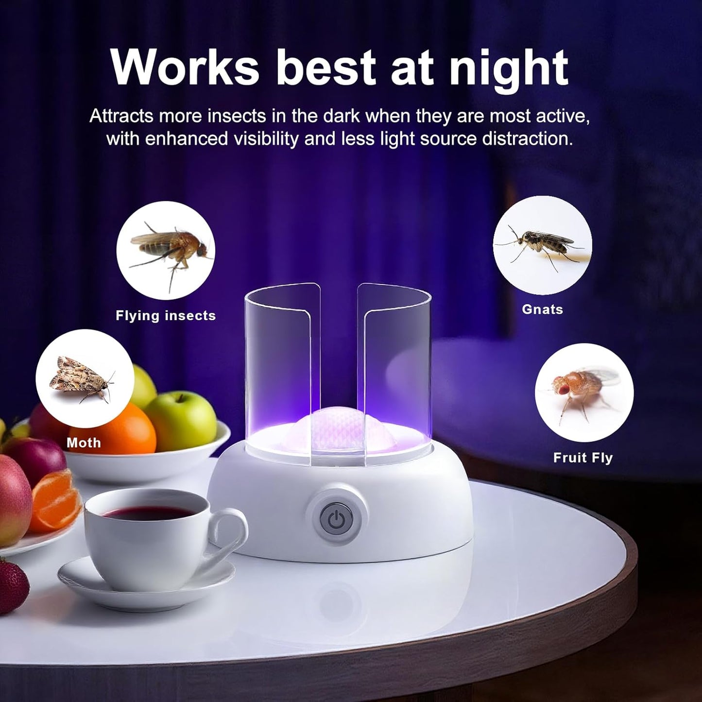 Skiennix Fruit Fly Traps - Effective Gnat Trap Lamp with 360° Attraction | 9 Refills + Starter Kit in Dutch White