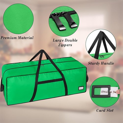 Heavy Duty Christmas Tree Storage Bag by [Brand Name] - Reinforced Handles & Dual Zippers | Fits 3FT-4.5FT Artificial Trees, Green