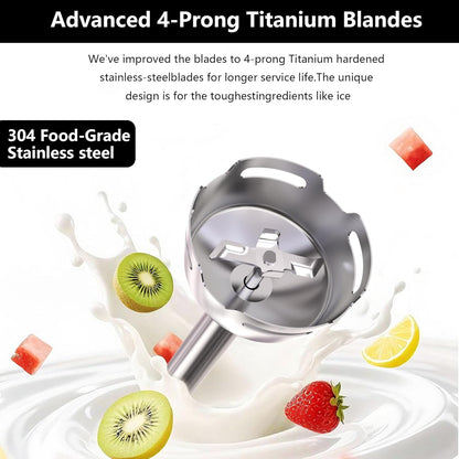 Skiennix Immersion Blender - 1000W Electric Stick Mixer with 12 Adjustable Speeds & Measuring Cup