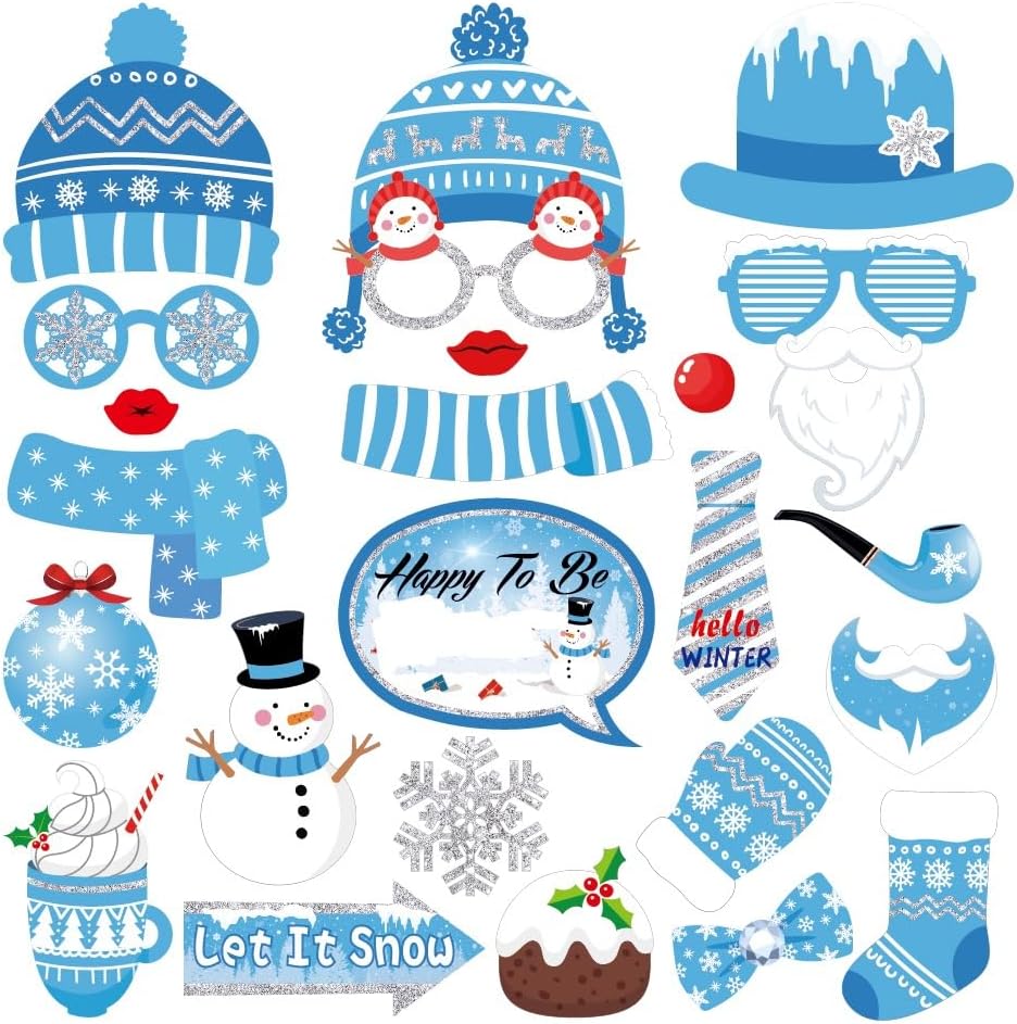 Snowman Photo Booth Props - Winter Wonderland Theme | 25 Fun and Festive Pieces