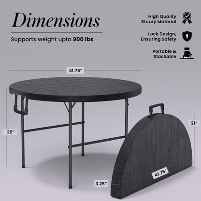 Our Modern Space 3.5 Feet Circular Round Foldable Table with Built in Handle & Steel Legs | Heavy Duty Portable | Perfect for Party, Dining, Wedding, Events, Picnic Indoor, Outdoor, Camping, Utility