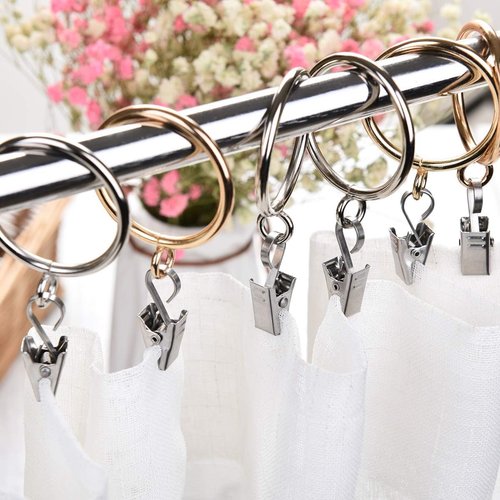 Coideal Curtain Clips Hooks - 100 Pack Stainless Steel Heavy-Duty Holders for Indoor/Outdoor Decor