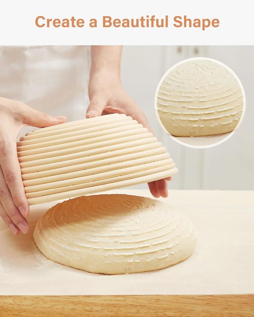 Kootek Banneton Bread Proofing Basket - 9 Inch Round Sourdough Baking Supplies & Liner