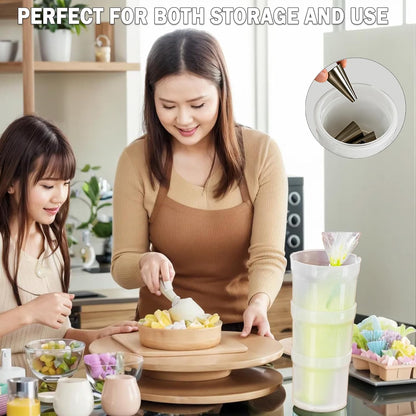 Pastry Piping Bag Holder Stand - Translucent Clear Plastic Cream Icing Rack for Cake Decorating (1 Pc)