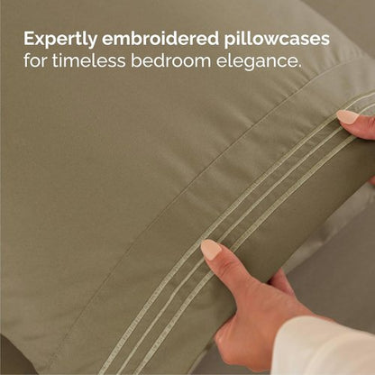 Cal King Size Sheet Set by Oeko-Tex | Comfy, Breathable & Cooling - Ultra-Soft, Wrinkle-Free Bedding in Khaki