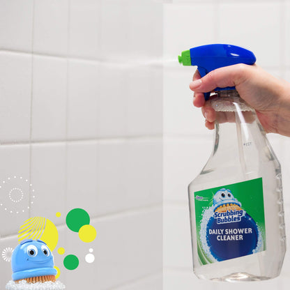 Scrubbing Bubbles Daily Shower and Cleaner Spray, Removes Mildew, Mold, and Soap Scum on Showers, Bathroom Floors & Tiles, Rainshower Scent, 32oz