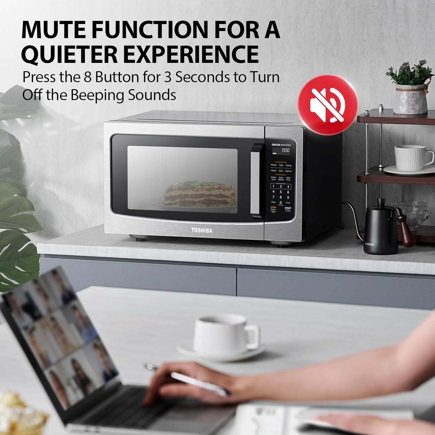 TOSHIBA Countertop Microwave Oven - Inverter Technology & Smart Sensor | 1.6 Cu.ft, Stainless Steel