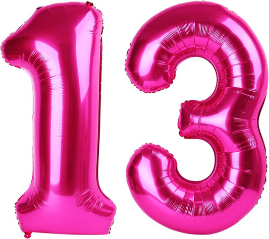 Regine Switzerland Hot Pink Number 13 Balloons - 40 Inch Birthday Decorations for Girls