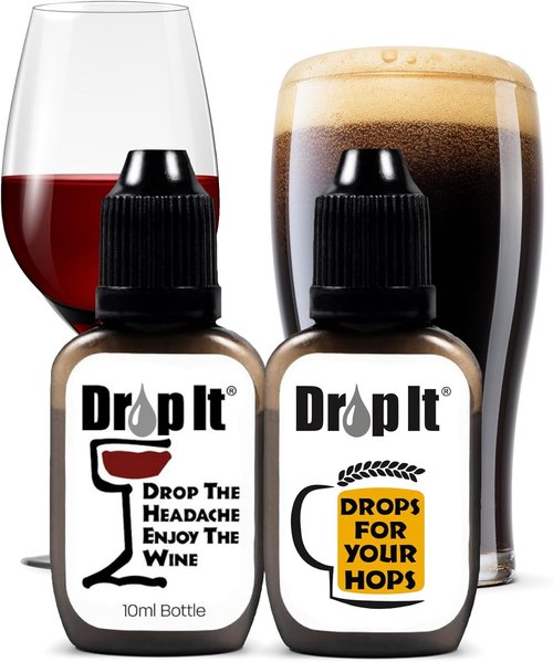 Drop It Wine Drops, Original (10 mL Bottle) & Drop It Drops for Your Hops (10 mL) - Naturally Reduces Sulfites and Tannins Wine & Beer - Portable & Easy to Use - USA Made