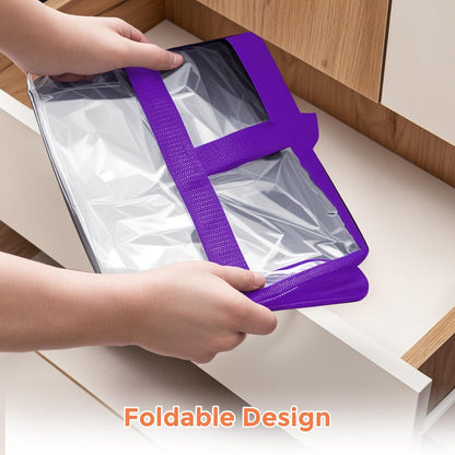 Budding Joy Clear Zippered Storage Bags - 6 Pack 40L Closet Organizers for Bedding, Clothes & Toys