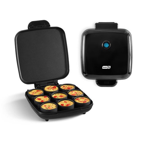 DASH Sous Vide Style Family Size Egg Bite Maker for Breakfast Bites, Sandwiches, Healthy Snacks or Desserts, Keto & Paleo Friendly (9 Servings), Black