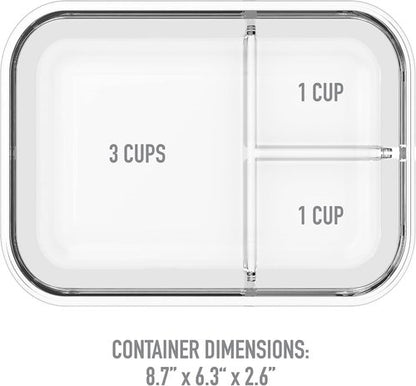 Bentgo Glass Lunch Box - Leak-Proof Bento-Style Container with Airtight Lid - 5 Cup Capacity in Blue