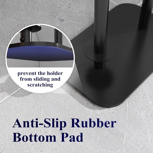 Kitsure Free Standing Toilet Paper Holder - Rustproof Metal Stand for 4 Rolls with Anti-Slip Base & Shelf | Black, Medium, 2-Pack