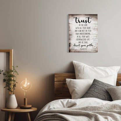 PHAMTE Christian Wall Art - Proverbs 3:5-6 Trust In The Lord - Framed Canvas Print (11x14)